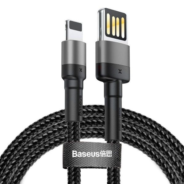 Baseus Cafule 2.4A 1m (grijs-zwart) Omkeerbare Bliksemsnelle USB-kabel