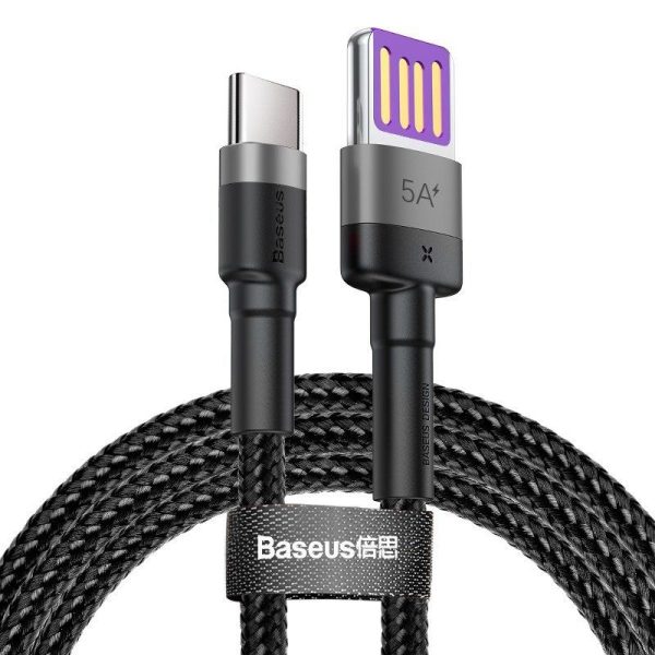 Baseus Cafule USB-C Kabel Huawei SuperCharge, QC 3.0, 5A 1m (Zwart + Grijs)