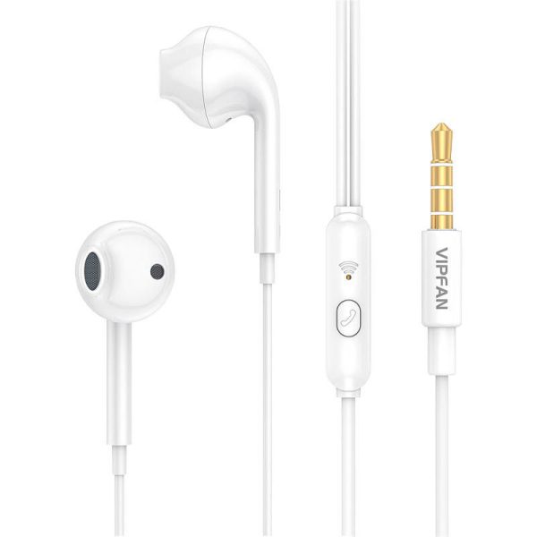 Draadloze In-Ear Koptelefoon Vipfan M15, 3,5mm Jack, 1m (wit)