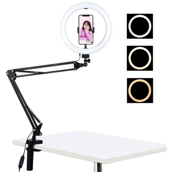 Desktop arm stand Puluz with 26cm LED Vlogging Ring PKT3090B