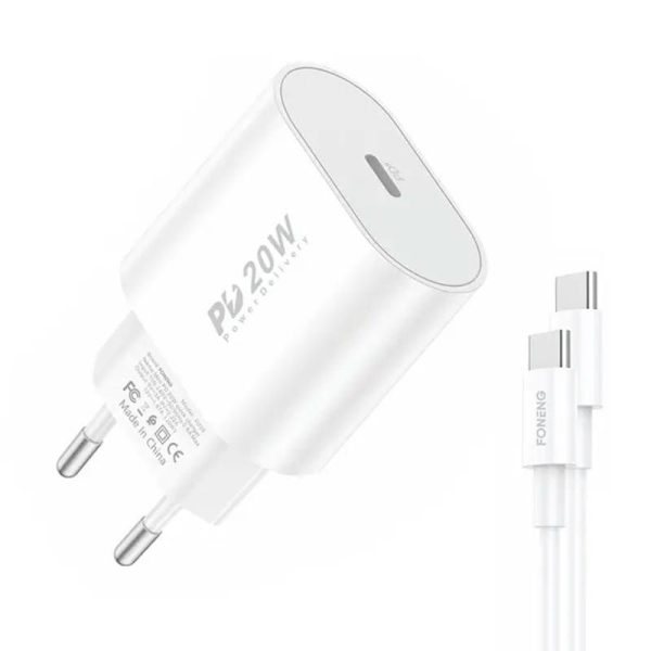 Foneng 1x USB EU39 Fast Charger with USB Type C Cable