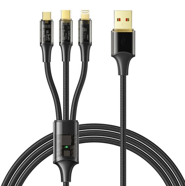 Mcdodo CA-3330 3-in-1 USB to USB-C, Lightning, and Micro USB Cable, 1.2m (Black)