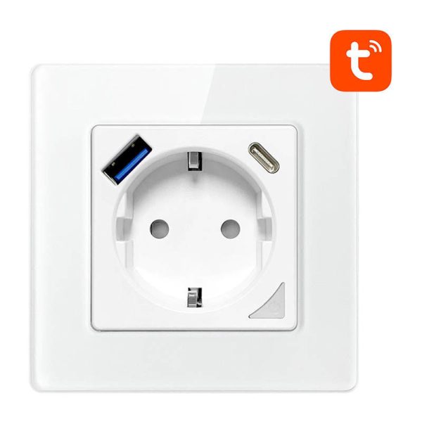 Avatto N-WOT10-USB-W Smart WiFi Wall Socket with TUYA USB and USB-C (White)