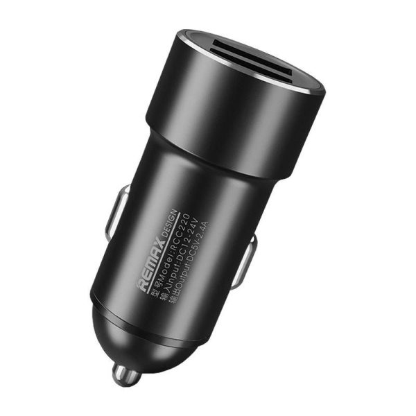 Remax RCC220 Black 2x USB Car Charger, 2.4A