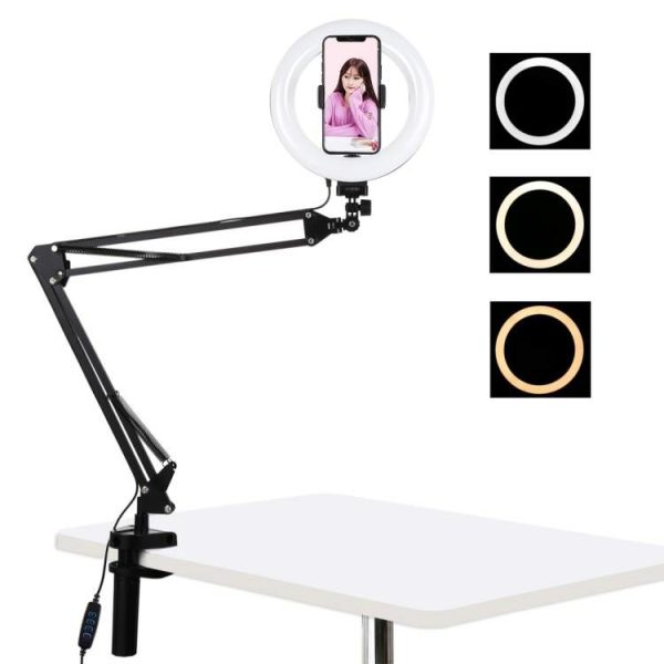 Puluz 20cm LED Vlogging Ring Light Desktop Mount Stand (PKT3089B)