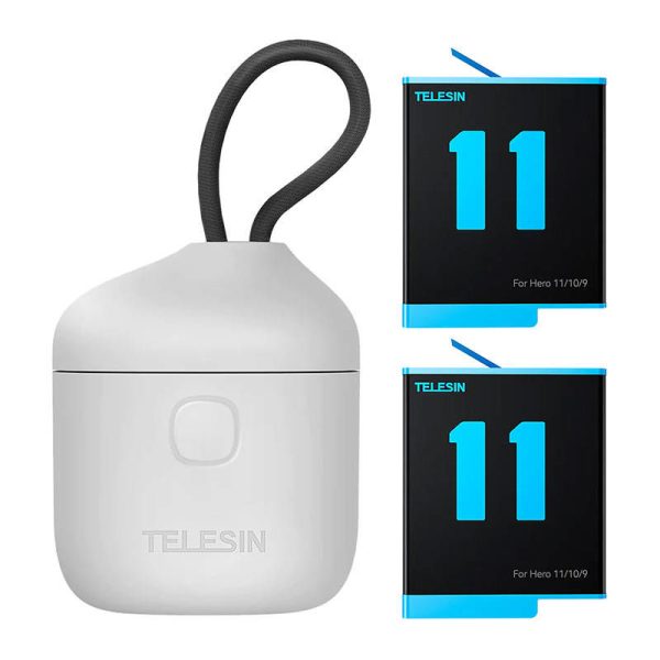 Telesin Allin Box 3-Slot Waterproof Charger with 2 Batteries for GoPro Hero 11, 10, and 9.