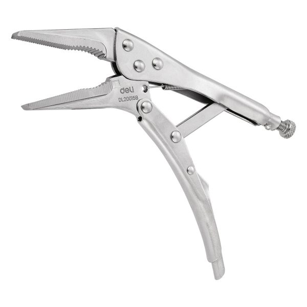 Deli Tools EDL20015B 9" Silver Long Nose Locking Pliers