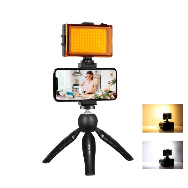 Puluz Tripod Mount with LED Lamp and Phone Clamp Live Broadcast Kit