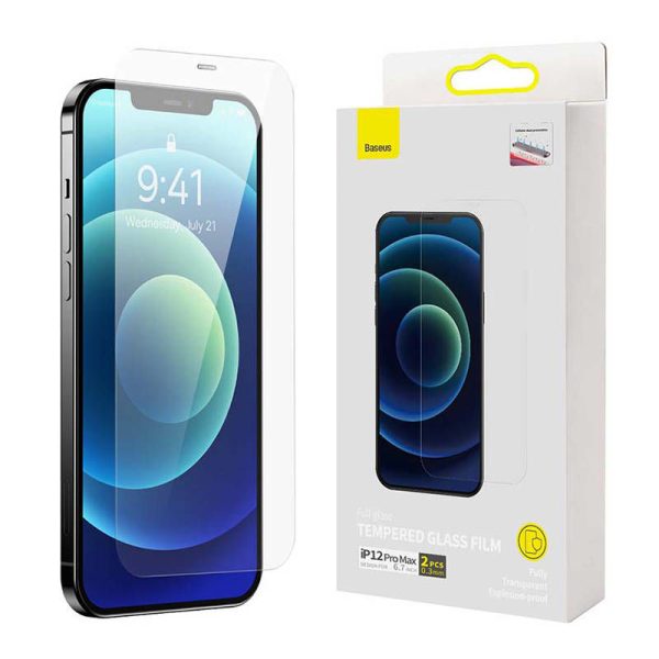 Baseus 0.3mm Tempered Glass Screen Protector for iPhone 12 Pro Max 6.7 inch (2 Pack)