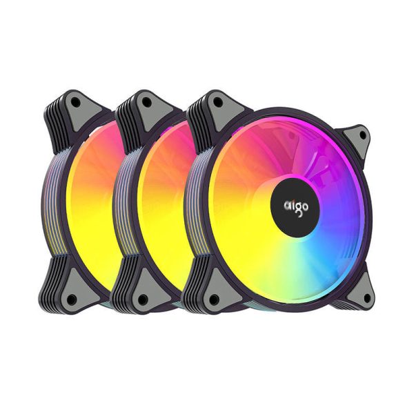 Aigo AR12 ARGB 120x120 3-in-1 Computer Fan Set (Black)