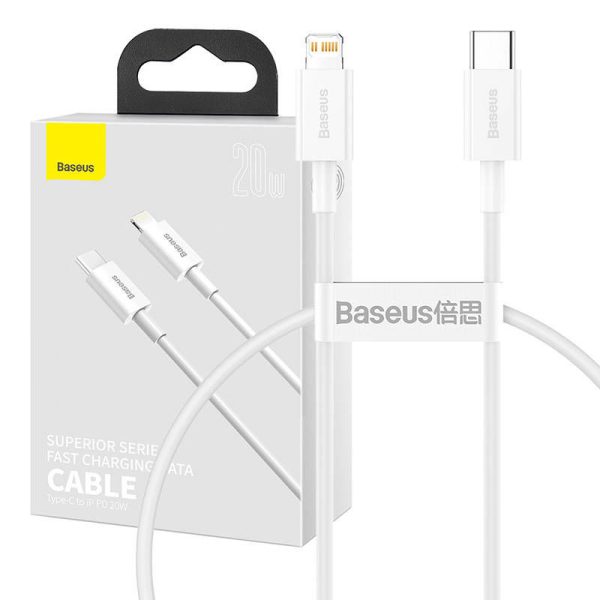 Baseus Superior Series Cable USB-C to Lightning, 20W, PD, 0,25m (white)