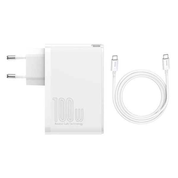 Travel Charger Baseus GaN2 Pro Quick  2x USB + 2x USB-C, 100W, EU (white)