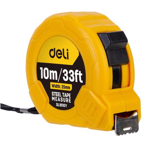 Steel Measuring Tape 10m/25mm Deli Tools EDL9010Y (yellow)