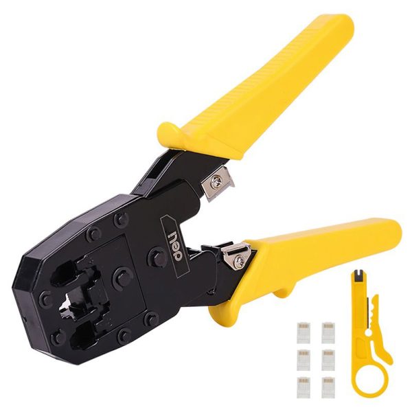 Ethernet Crimper 4/6/8P RJ45/RJ14/RJ12/RJ9 Deli Tools EDL2468 (yellow)