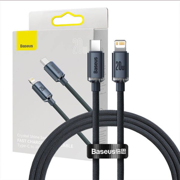 Baseus Crystal cable USB-C to Lightning, 20W, PD, 1.2m (black)