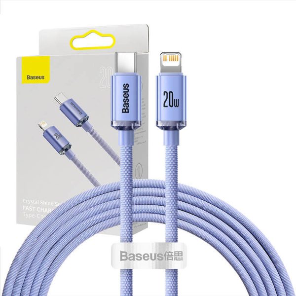 Baseus Crystal cable USB-C to Lightning, 20W, PD, 2m (violet)