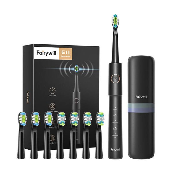 Sonic toothbrush with head set and case FairyWill FW-E11 (black)