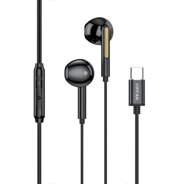 Wired in-ear headphones VFAN M11, USB-C (black)