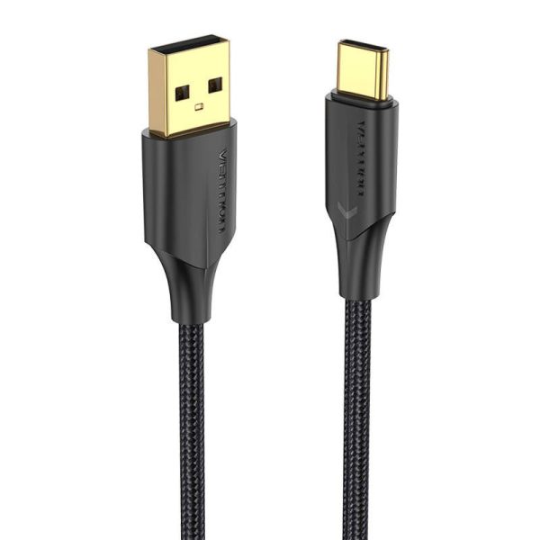 Cable USB 2.0 to USB-C Vention CTFBF LED 3A 1m (black)