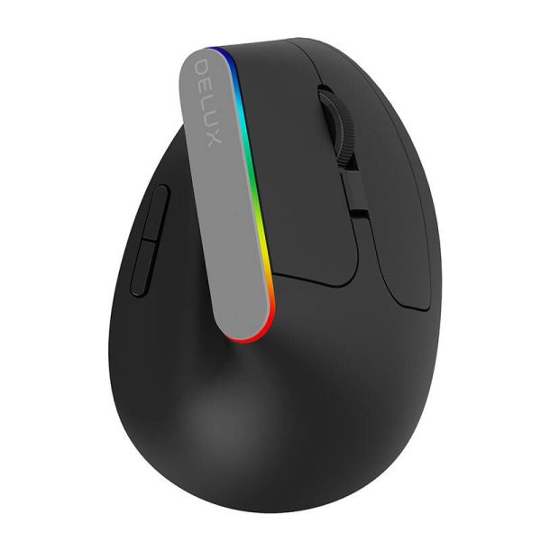 Wireless Vertical Mouse Delux M618C 2.4G 1600DPI RGB (black)