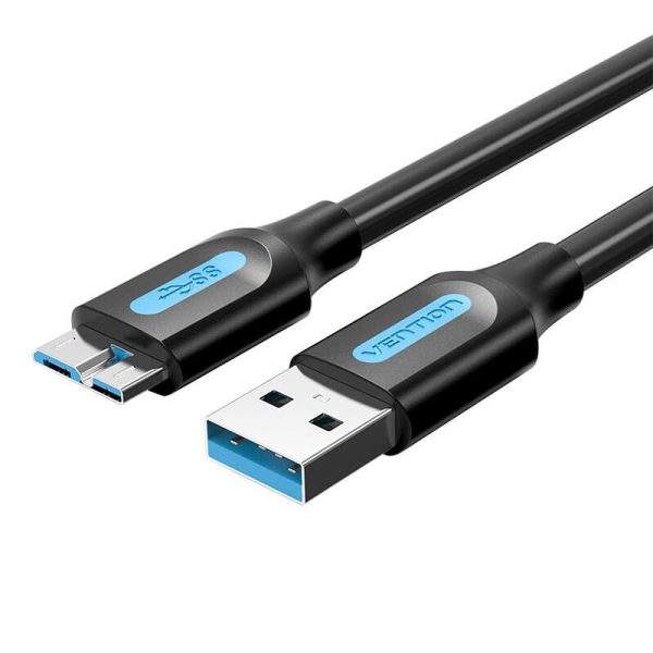 Flat USB 3.0 A to Micro-B cable Vention COPBI 2A 3m Black PVC