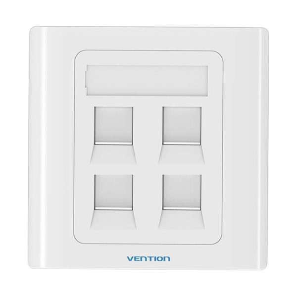 4-Port Keystone Wall Plate 86 Type Vention IFCW0 White