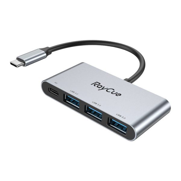 RayCue 4-in-1 hub USB-C to 3x USB-A 3.0 5Gbps + PD 3.0 100W (gray)