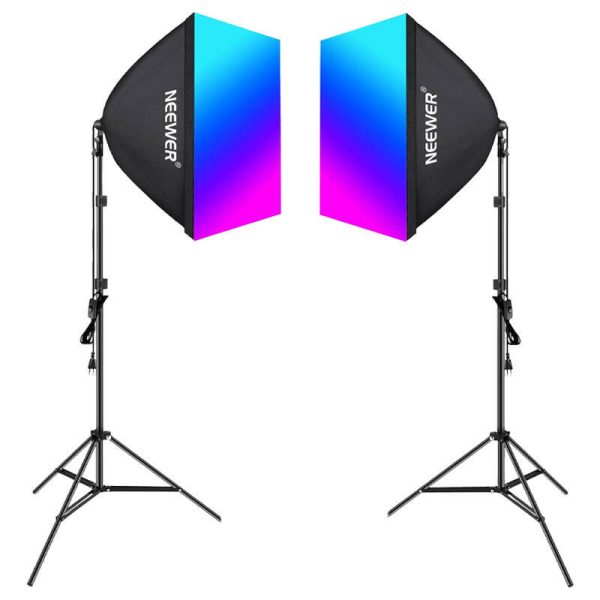 Kit Neewer NK800 two softboxes + bulbs RGB 24W 2700-6500K + tripods + barndoors