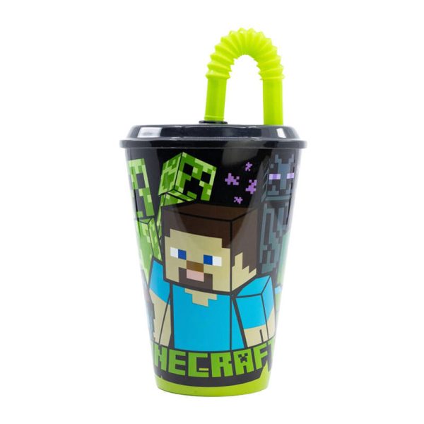 Water Cup with Straw for Kids STOR 40430 430 ml Minecraft (black)