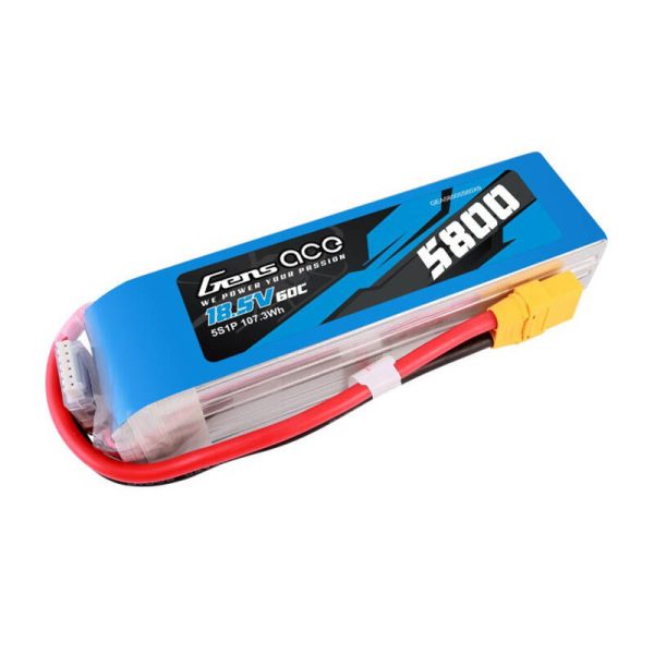 Gens ace 5800mAh 60C 18.5V 5S1P Lipo Battery Pack with XT90 plug