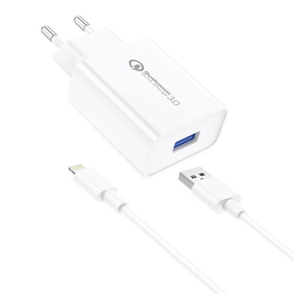 Foneng EU13 Wall Charger + USB to Lightning Cable, 3A (White)