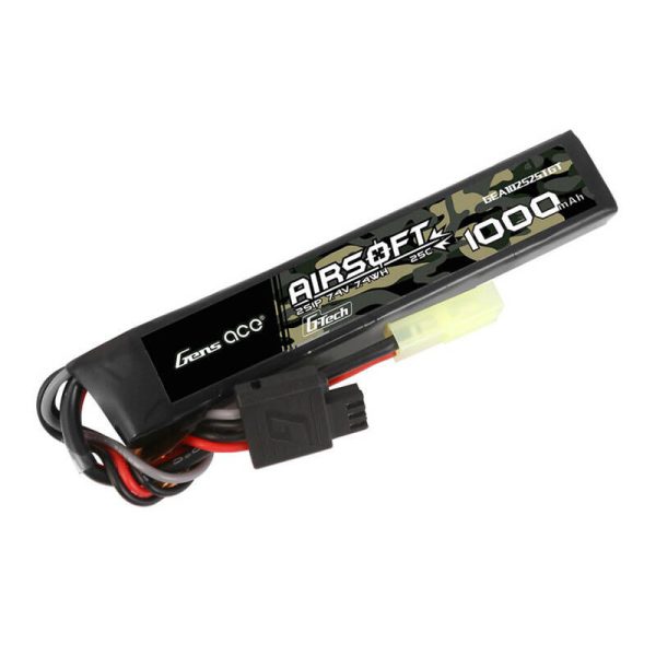 Gens ace G-Tech 25C 1000mAh 2S1P 7.4V Airsoft Gun Lipo Battery with mini Tamiya Plug