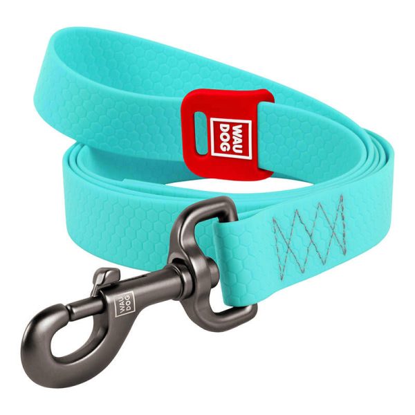 WAUDOG waterproof luminescent dog leash 25mm wide, 183 cm long turquoise