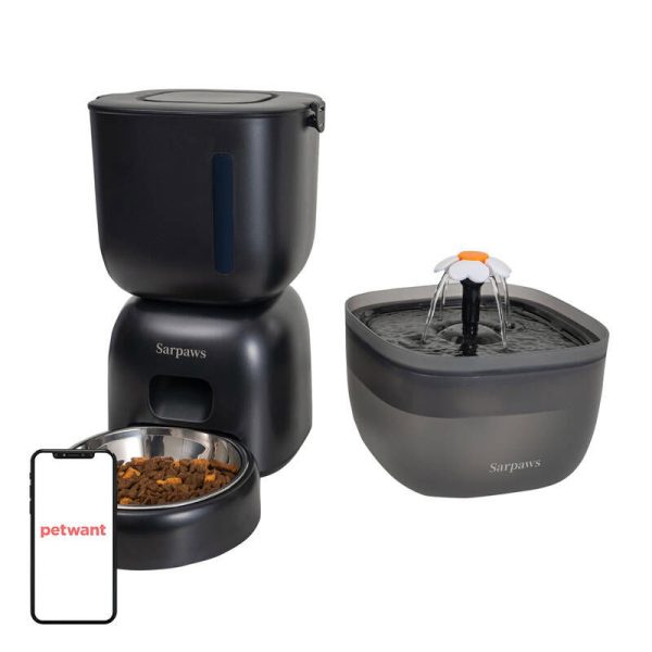 Petwant FW1-L(BAS) automatic food dispenser + drinker (black)