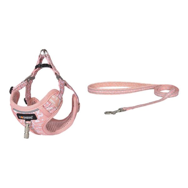 Dogness cat leash 1,5m+harness walking set (pink)