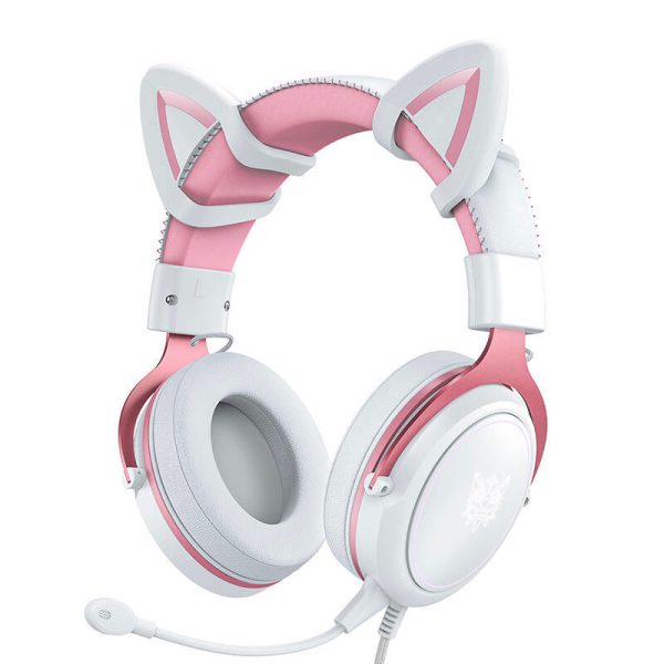 ONIKUMA X10 White/Pink/Cat Ears Gaming Headphones