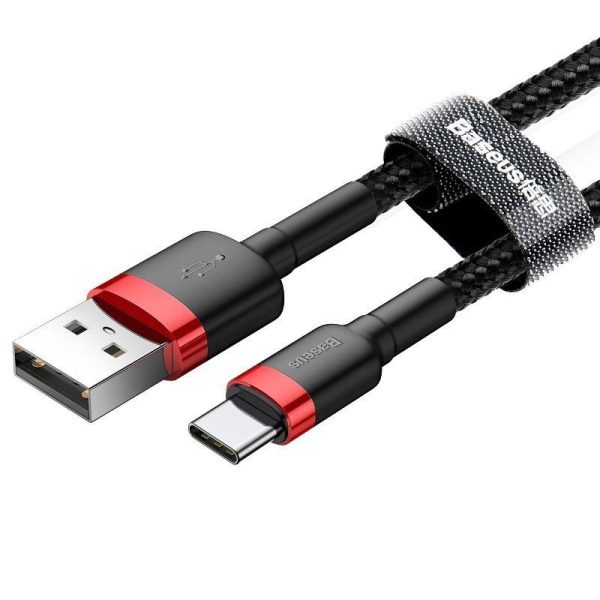 Baseus Cafule USB-C 3A 0.5m (Rood+Zwart) kabel