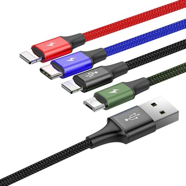 Baseus Snelle USB-kabel 4-in-1 USB-C / 2x Lightning / Micro 3,5A 1,2m - zwart