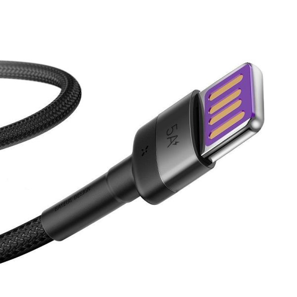 Baseus Cafule USB-C Kabel Huawei SuperCharge, QC 3.0, 5A 1m (Zwart + Grijs)