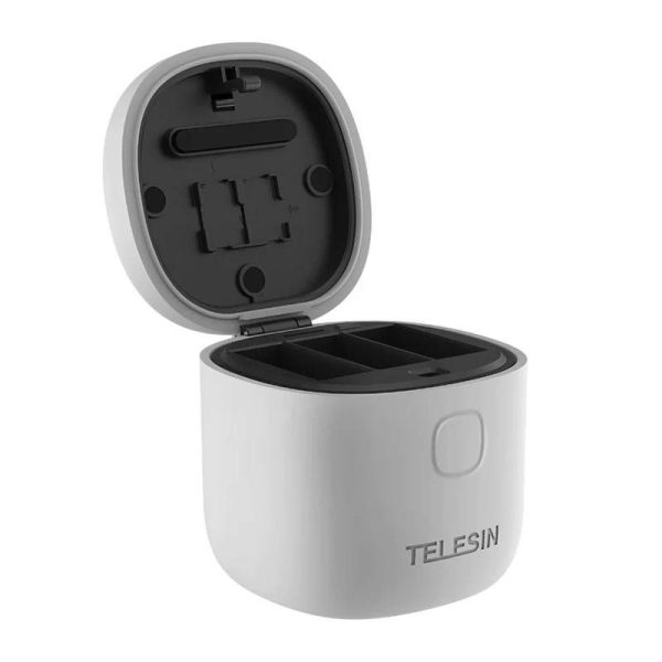 Telesin Allin Box 3-Slot Waterproof Charger with 2 Batteries for GoPro Hero 11, 10, and 9.