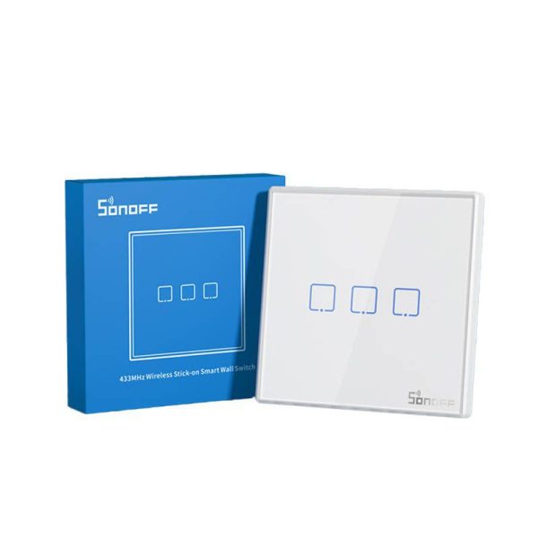 Sonoff T2EU3C-RF 3-Channel Smart Wireless Wall Switch, 433MHz Frequency