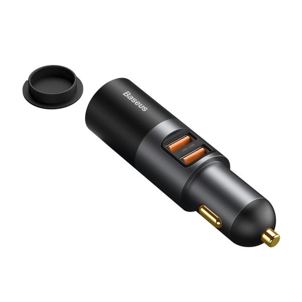 Baseus "Share Together" 120W Car Charger with Cigarette Lighter Expansion Port and 2x USB Ports (Gray)