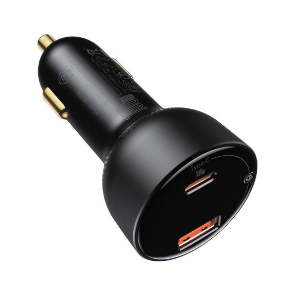 Baseus Superme Car Charger with USB, USB-C, and 100W Output (Black)