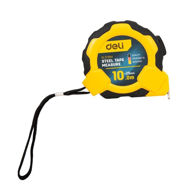 Deli Tools EDL3799Y Yellow 10m/25mm Steel Measuring Tape