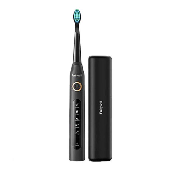 FairyWill FW-507 Plus Sonic Toothbrush with Headset and Case (Black)