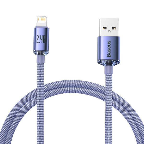 Baseus Crystal Shine USB to Lightning Cable, 2.4A, 1.2m (Purple)