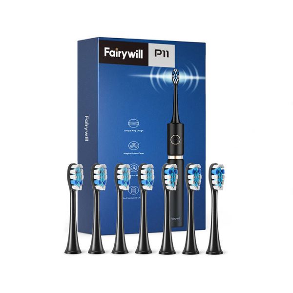 FairyWill FW-P11 Sonic Toothbrush with Headset and Case (Black)