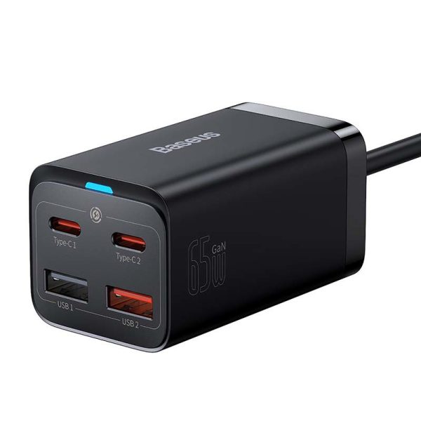 Baseus GaN3 Pro Quick Charger - 65W, 2x USB-C, 2x USB (Black)