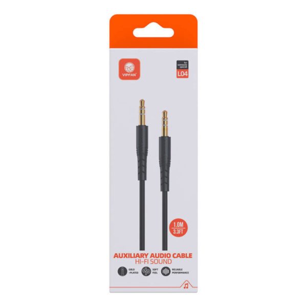 Vipfan L04 1m Gold-Plated 3.5mm Mini AUX Cable (Black)