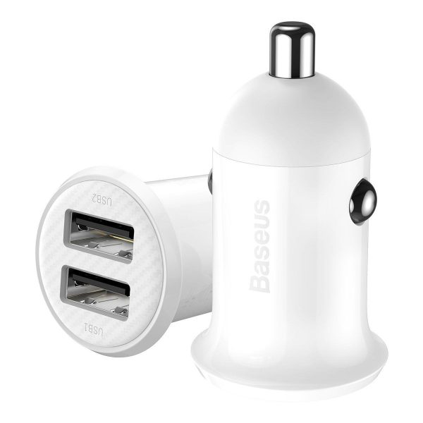 Baseus Grain Pro Car Charger 2x USB 4.8A (white)